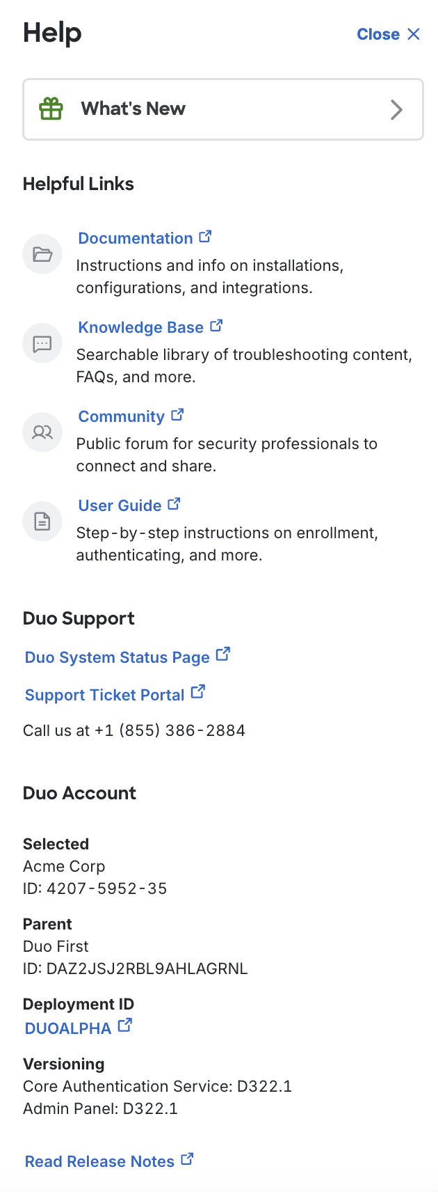 Admin Panel Help Panel
