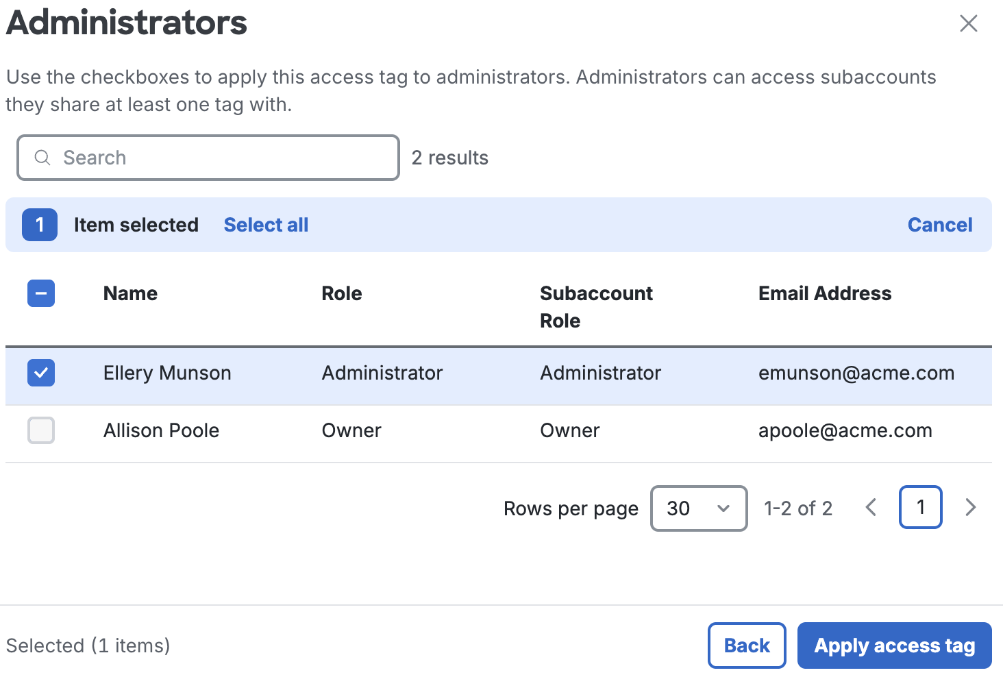 Apply Access Tags to Admins