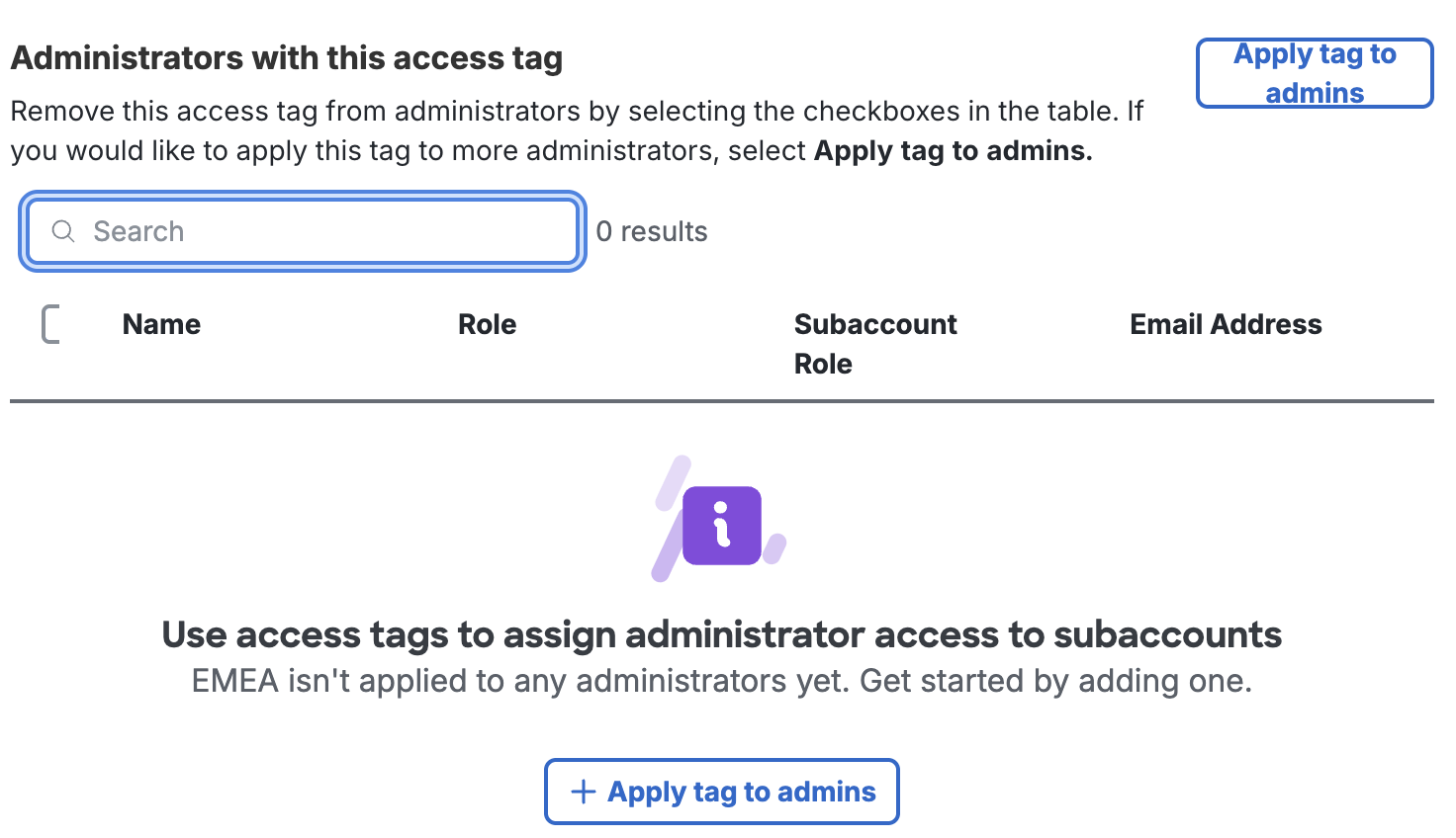 Apply Access Tags to Admins