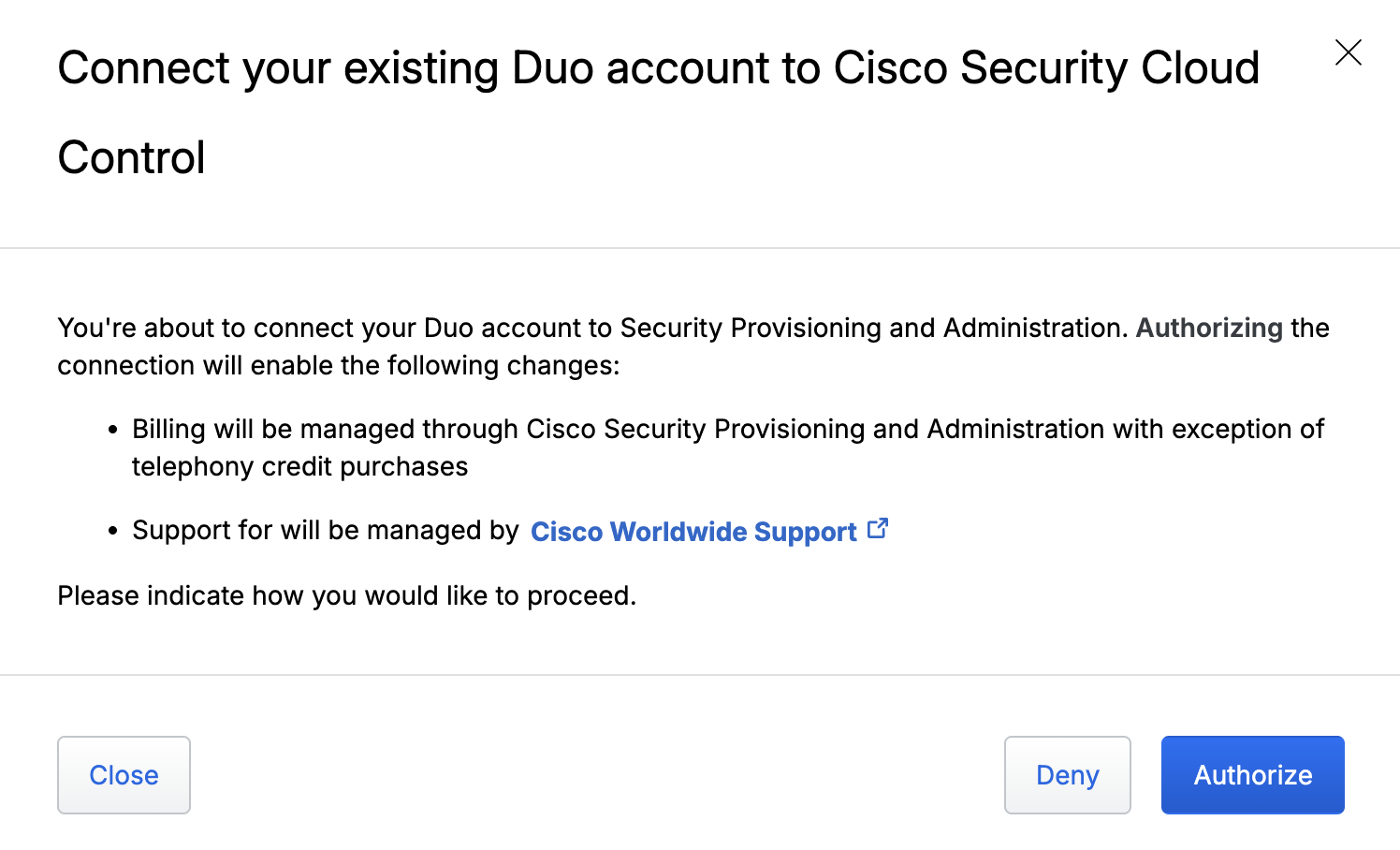 Authorize Provisioning Duo
