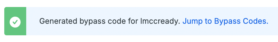 Bypass Code Created