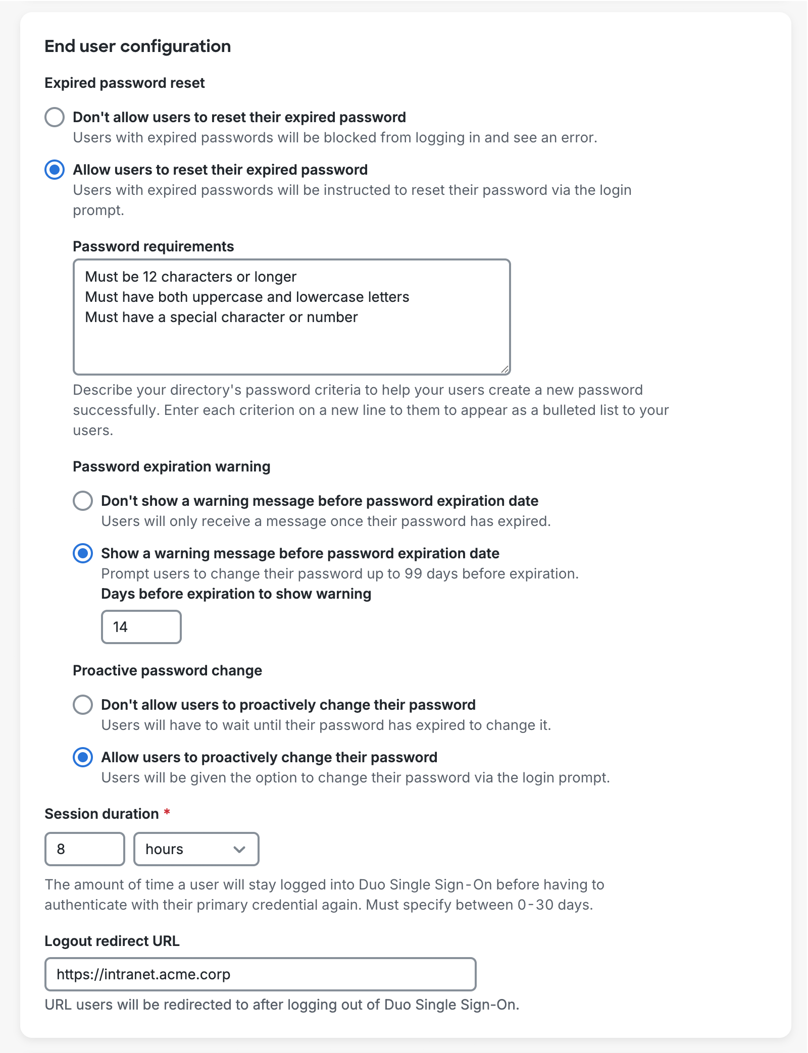 Active Directory End User Configuration