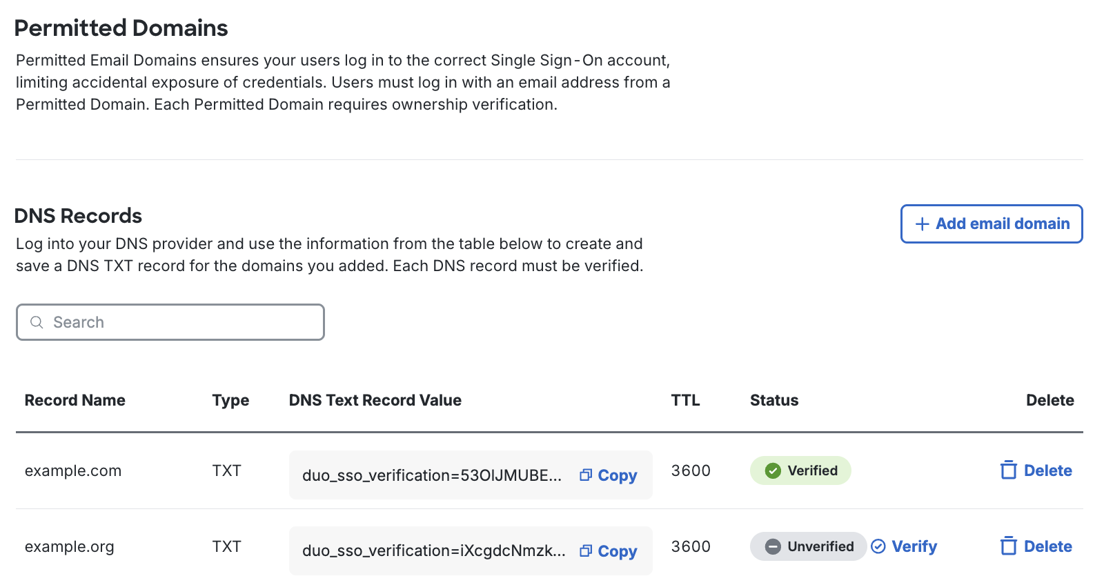Permitted Email Domain Configuration