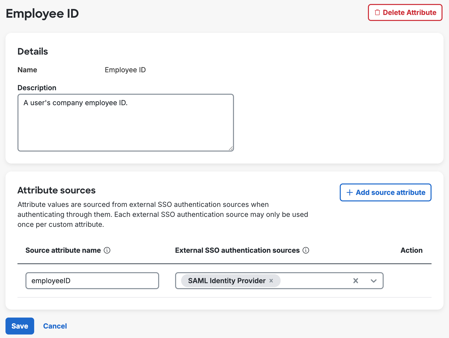Custom User Attribute Mapped to SSO Authentication Source
