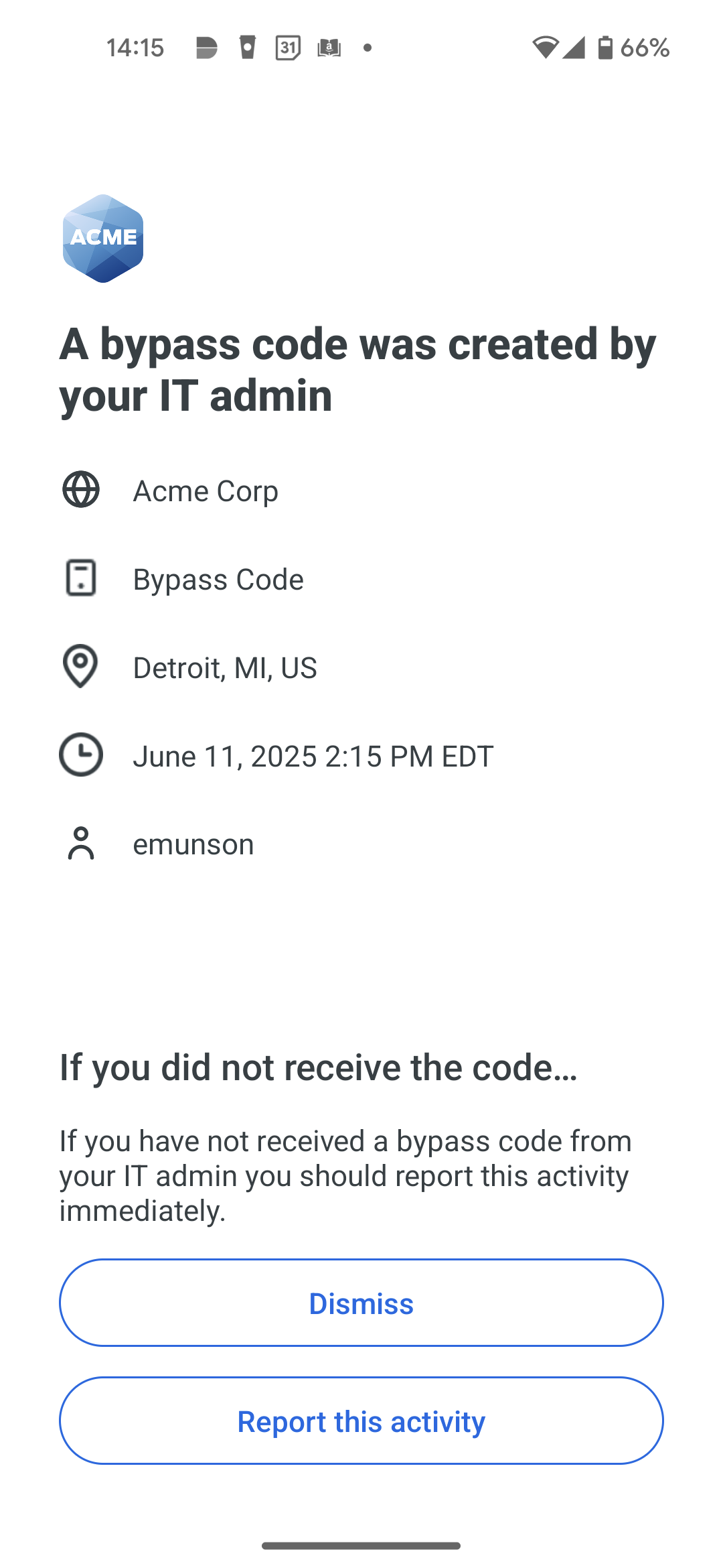 Bypass Code Creation Notification from Duo Mobile