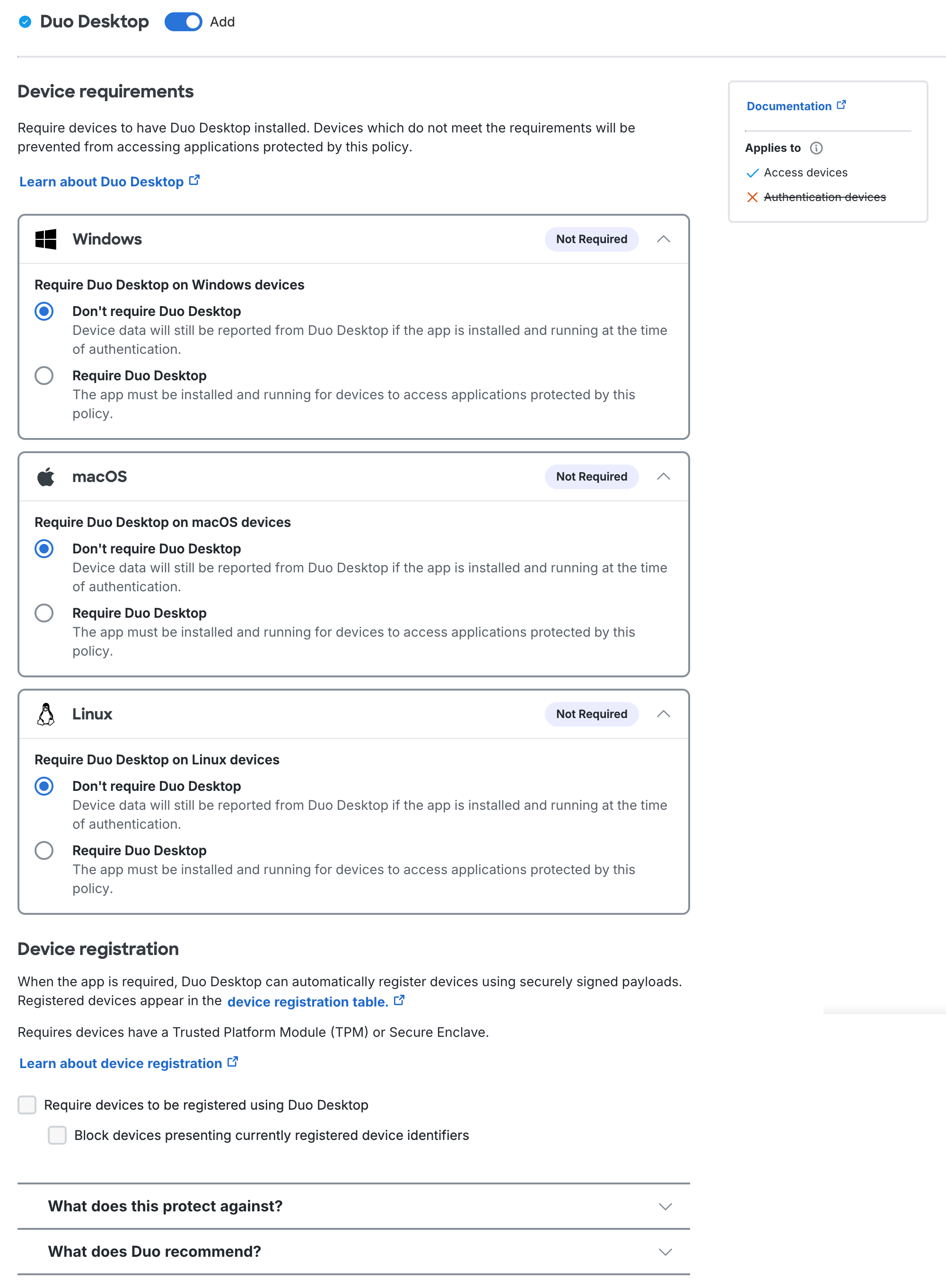 Duo Essentials Duo Desktop Settings