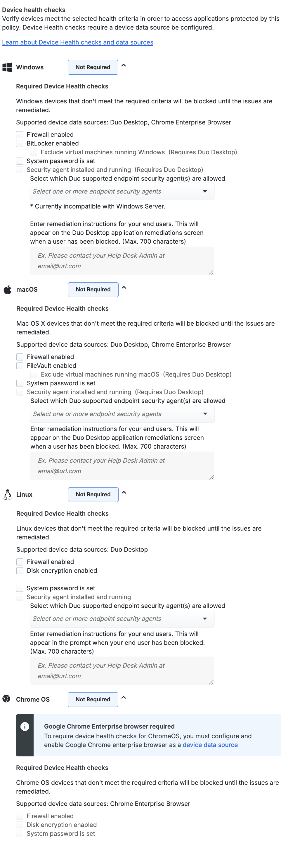 Duo Desktop Device Health Checks policy