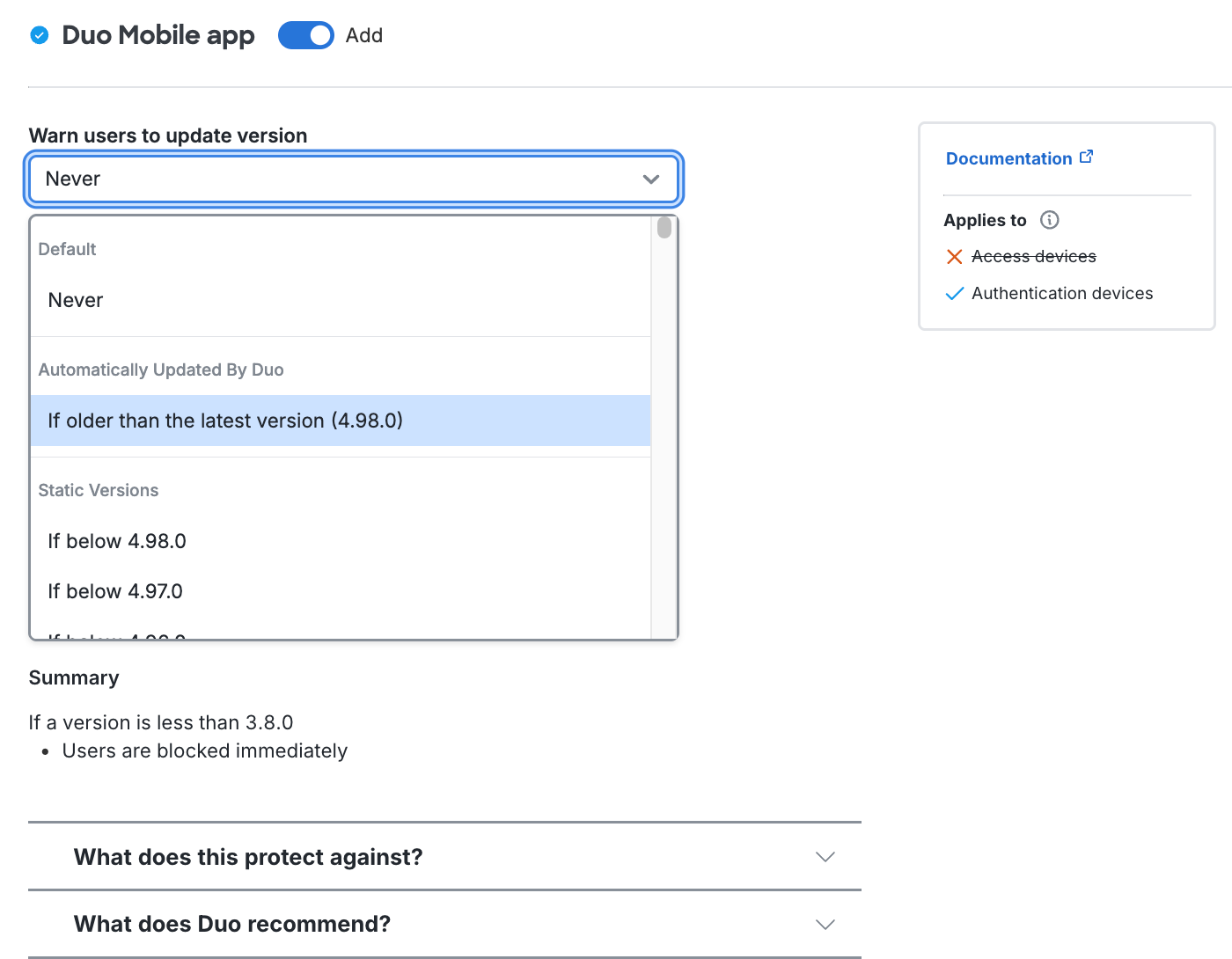 Select Duo Mobile Version