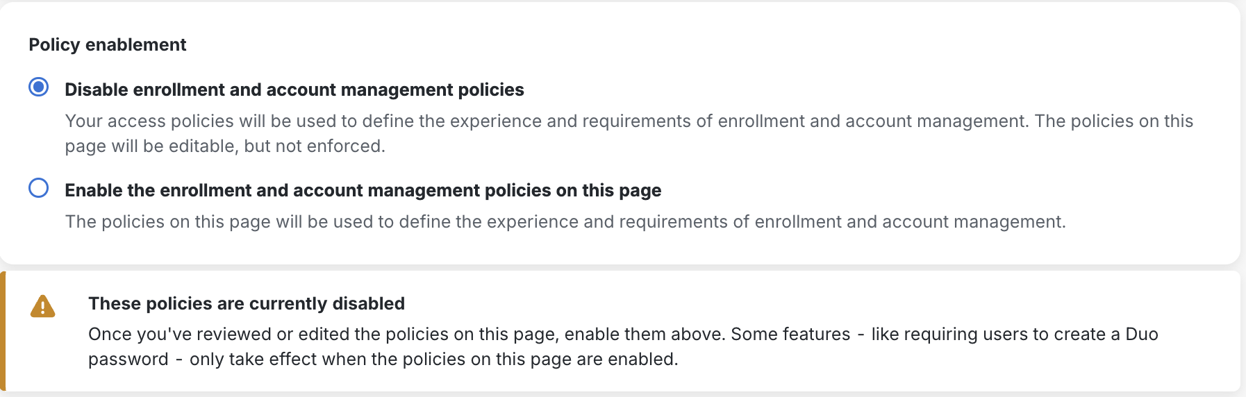 Enable Enrollment Policy