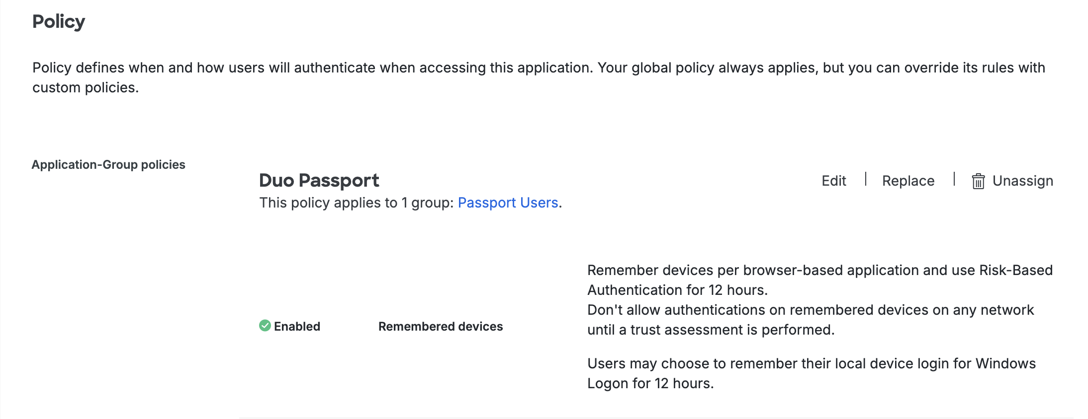 Duo Passport Group Policy Applied to Pilot Group