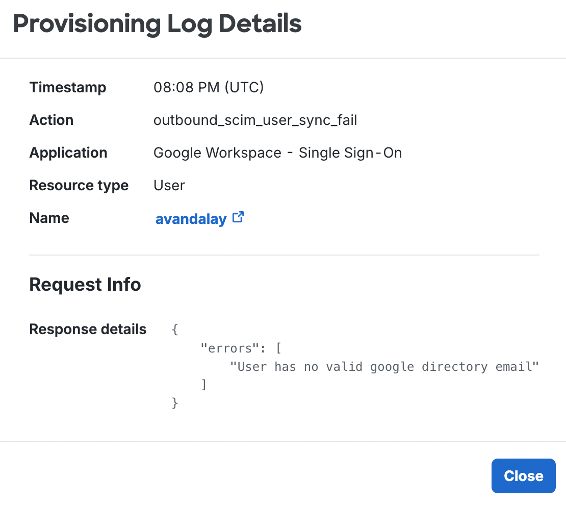 Provisioning Event Details