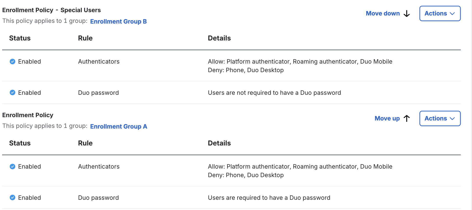 Reorder Enrollment Policies