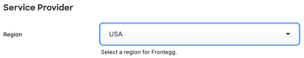 Duo Frontegg Region Drop-down Menu