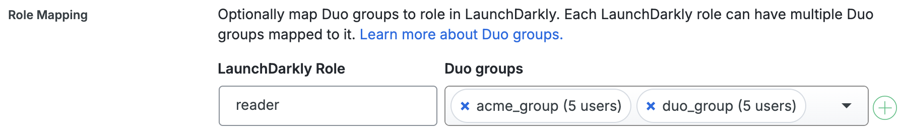 Duo LaunchDarkly Role Mapping Fields