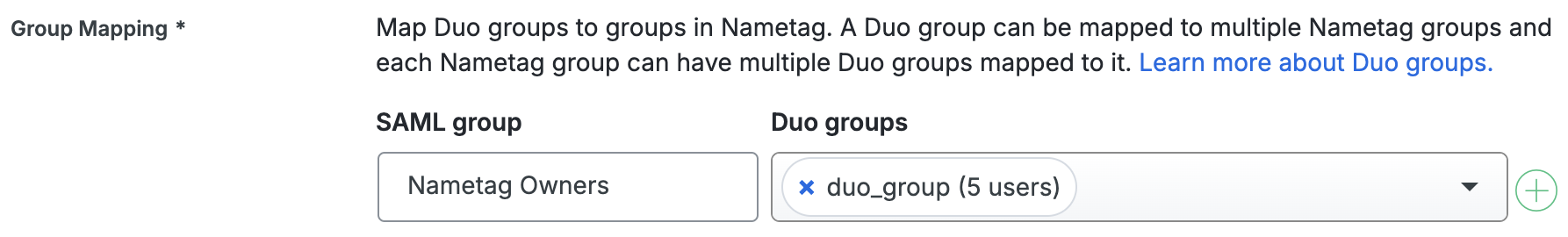 Duo Nametag Group Mapping Fields