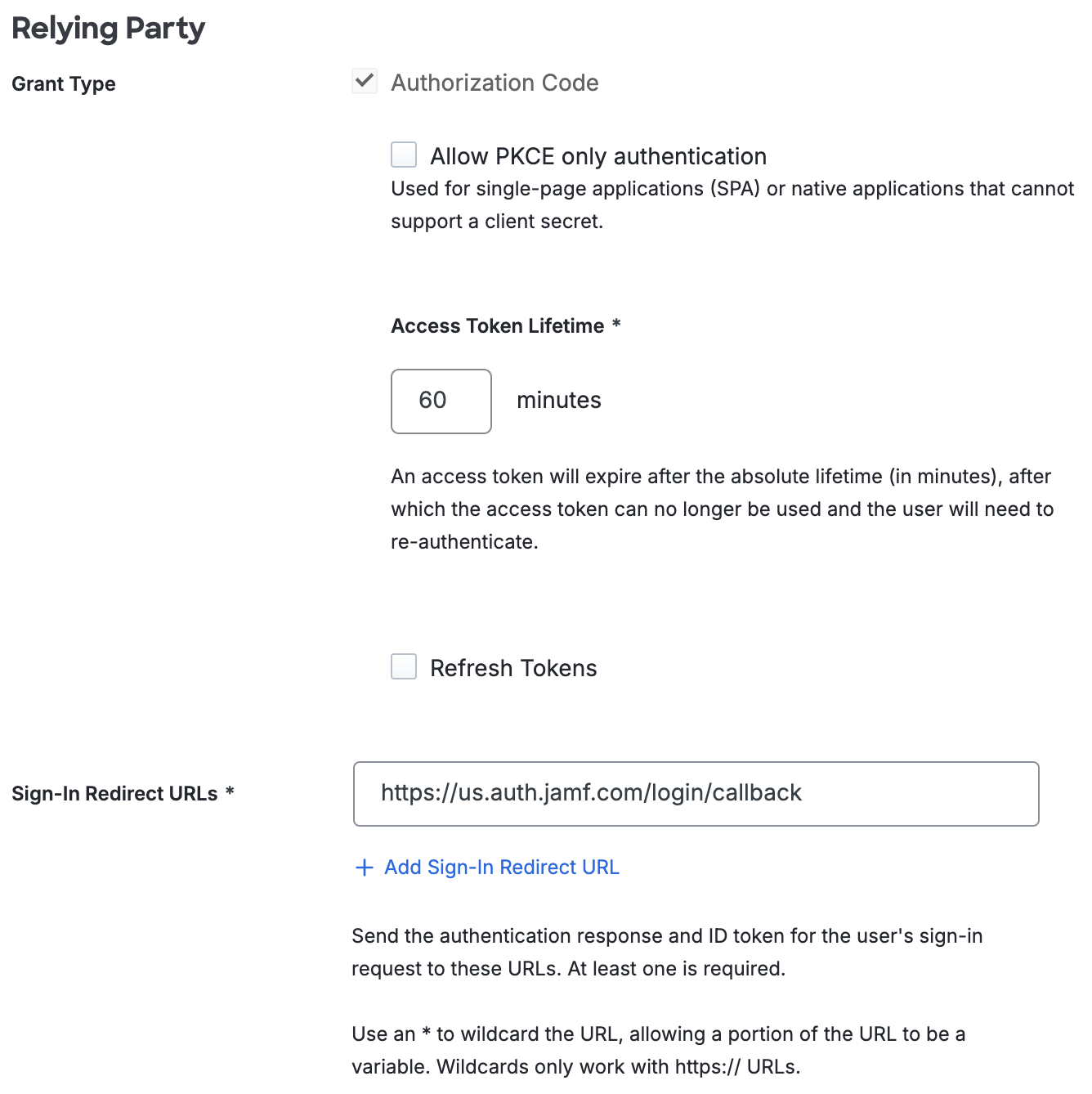 Duo Jamf Account Relying Party Section