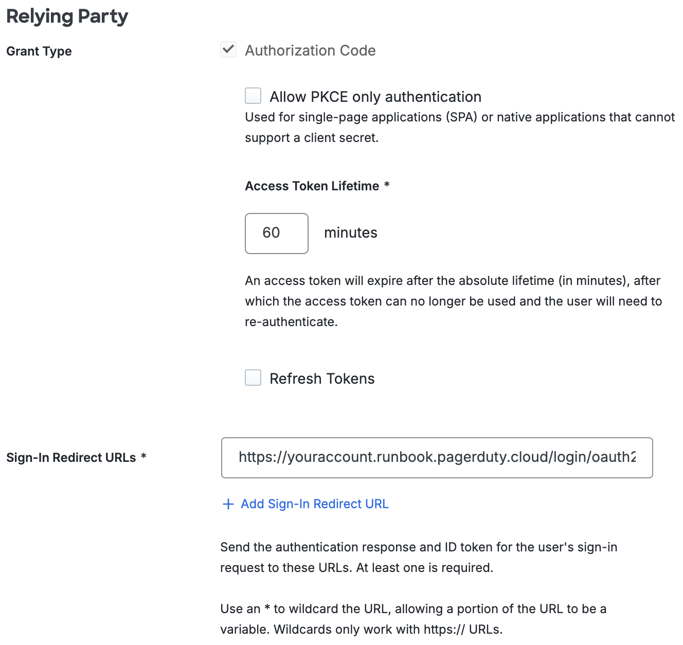 Duo PagerDuty Runbook Automation Relying Party Section