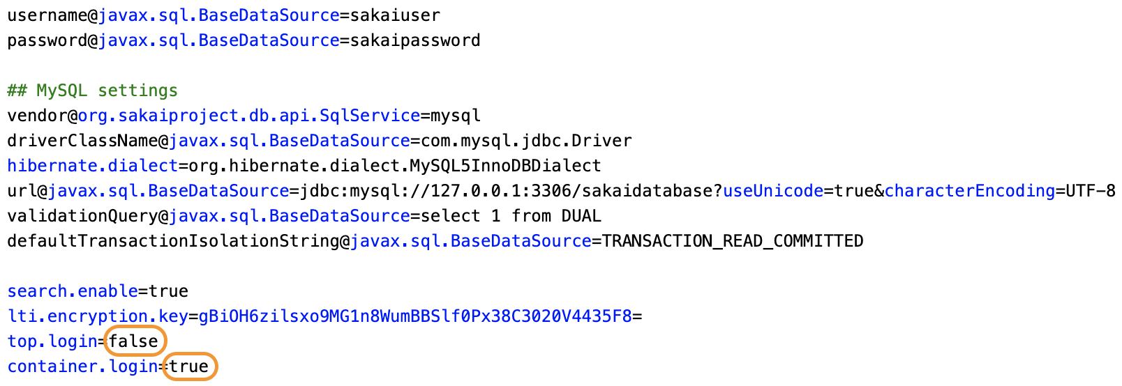 Sakai Properties File Edits