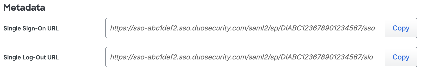 Duo Zero Networks Metadata URLs