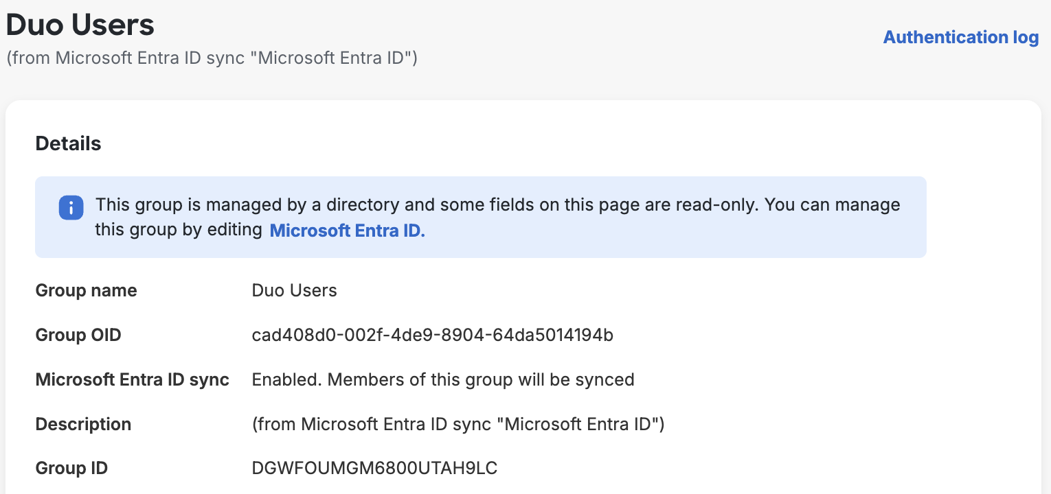 Synced group details