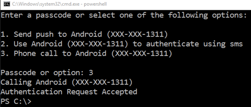 Duo Command Line Protection Prompt for Verification