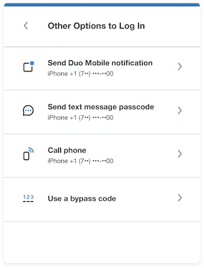 image of duo log in options