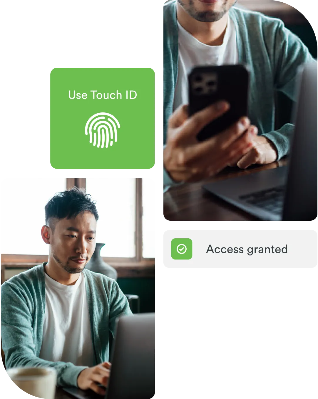 Cybersecurity professional authenticating into the network on a mobile device using passwordless authentication
