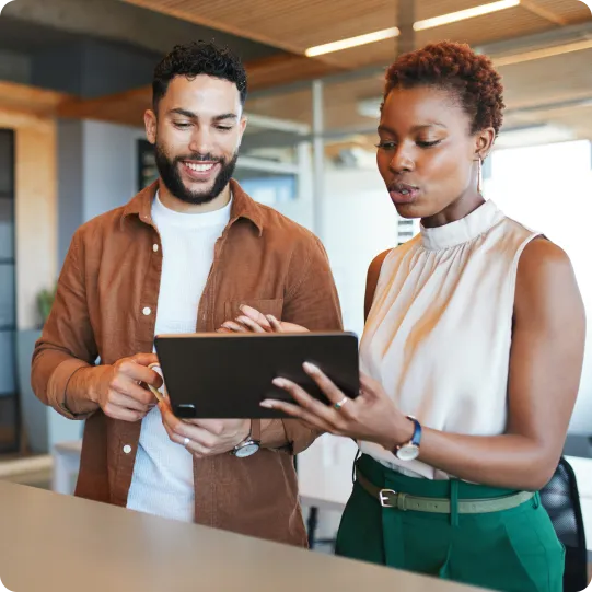 Two people discussing about remote access using Duo network gateway